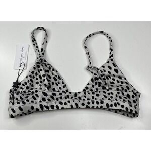 NWT Mason Grey Bralette Bikini Top Size Medium Gray Cheetah Spotted Non-padded